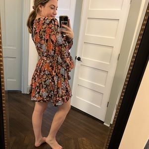 Tie Front Long Sleeve Mini Dress